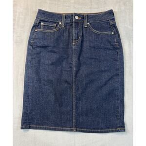 Miraclebody By Miraclesuit Elle Dark Wash Jean Denim Skirt Tummy Slimming Size 4